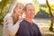 Blonde Middle Aged Caucasian Couple Portrait Outdoors