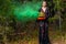 Blonde Model Posing With A Smoking Pumpkin