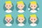 Blonde pale man profile pics / Set of flat portraits