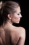 Blonde woman beauty portrait profile back view