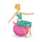 Blonde woman is engaged on a gymnastic ball in the gym. Sporty