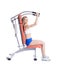 Blonde woman sitting on exerciser