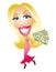 Blonde Woman Smiling With Money