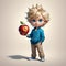 blonder Junge mit Äpfel in der Hand.