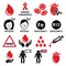 Blood, anemia, human health icons set