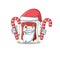 Blood bag Cartoon character in Santa costume with candy