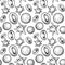 Blood cells seamless pattern. Hand drawn erythrocytes, leukocytes and platelet. Scientific biology illustration in sketch style