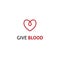 Blood donation icon heart drop linear logo