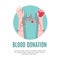 Blood donation vector illustration for 14th june. Flat design te