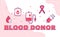 Blood donor typography word art background of blood drop pack bag ribbon syringe with outline style