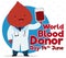 Blood Drop like Doctor Promoting Donation for Blood Donor Day, Vector Illustration