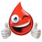 Blood droplet mascote with smiling face 3d rendering