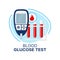 Blood glucose test, glucometer icon, diabetes care