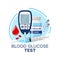 Blood glucose test vector icon of diabetes care