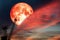 blood moon on colorful cloud and on night sky