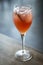 Blood Orange and Prosecco wine spritzer cocktail