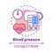 Blood pressure control concept icon. Heart functioning, pulse monitoring idea thin line illustration. Systolic and