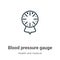 Blood pressure gauge outline vector icon. Thin line black blood pressure gauge icon, flat vector simple element illustration from