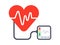 Blood pressure icon concept with hypertension measurement tool and heart, vector illustration in flat style.