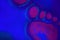blood splashes and foot prints on blue surface . foot steps background