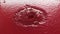 Blood splashes with slow motion drop falls into blood and diverging circles.