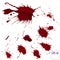 Blood splatter or stain splashed with red paint isolated