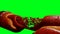 blood stream. red blood cells. Inside human body. Green screen isolate.