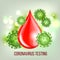 Blood testing concept with blood drop and virus disease cells