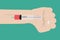 Blood testing concept. Hand taking blood sample with a hypodermic needle. Flat design