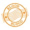 BLOOD, text written on orange  postal stamp