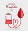 Blood transfusion with blood drop to hemophilia treatment