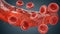 Blood vessel, hemoglobin close-up. Medical venous structure, dark background. AI generated.