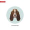 Bloodhound head vector flat icon on turquoise circular background.