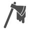 Bloodied Axe solid icon. Razor with drop of blood, bloody bladed hummer. Halloween party vector design concept, glyph