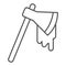 Bloodied Axe thin line icon. Razor with drop of blood, bloody bladed hummer. Halloween party vector design concept