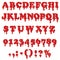 Bloody alphabet isolated on white background