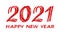 Bloody horror-like illustration of a happy new year 2021 red text on a white background