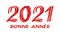 Bloody horror-like illustration of a happy new year 2021 red text on a white background