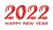 Bloody horror-like illustration of a happy new year 2022 red text on a white background