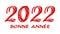 Bloody horror-like illustration of a happy new year 2022 red text on a white background