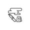 Bloody knife evidence line icon