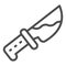 Bloody knife line icon, halloween concept, killer blade sign on white background, weapons with blood icon in outline