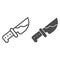 Bloody knife line and solid icon, halloween concept, killer blade sign on white background, weapons with blood icon in