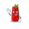 Bloody mary cocktail mascot design style showing Okay gesture finger