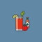 Bloody Mary cocktail, tomato and bottle of hot sauce vector illustration