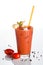 Bloody mary cocktail on a white background