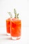 Bloody oranges beverage with thyme