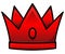 Bloody red ruby crown illustration. Cartoon style image. Royal symbol and icon isolated on white background. Logotype object of gl