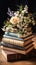 Blooming Beauty: A Captivating Display of Books, Flowers, and Ar