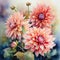 Blooming Beauty: A Stunning Watercolor Dahlias Bouquet AI Generated